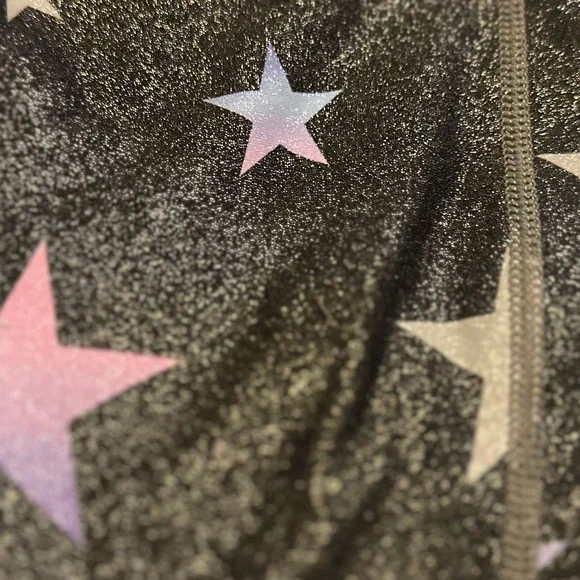 Torrid Black Leggings with Pink and White Stars - Picture 2 of 3